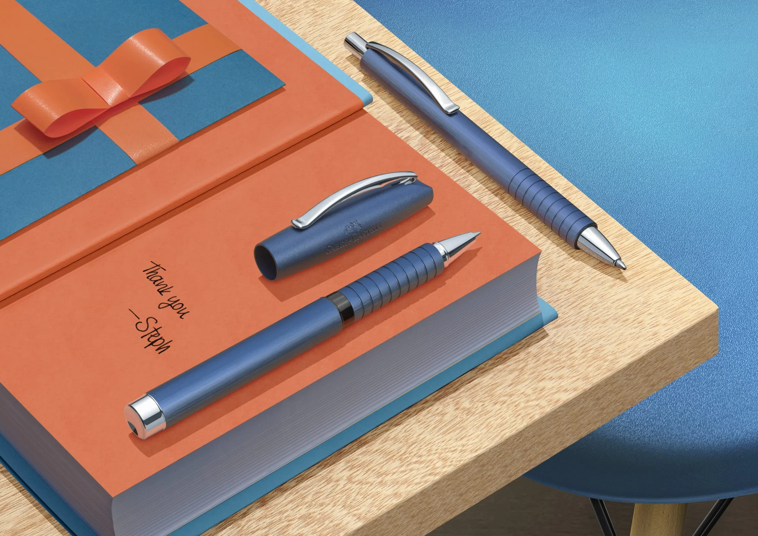 Faber-Castell 148441 - Penna stilografica Essentio, pennino F, in alluminio, colore: Blu