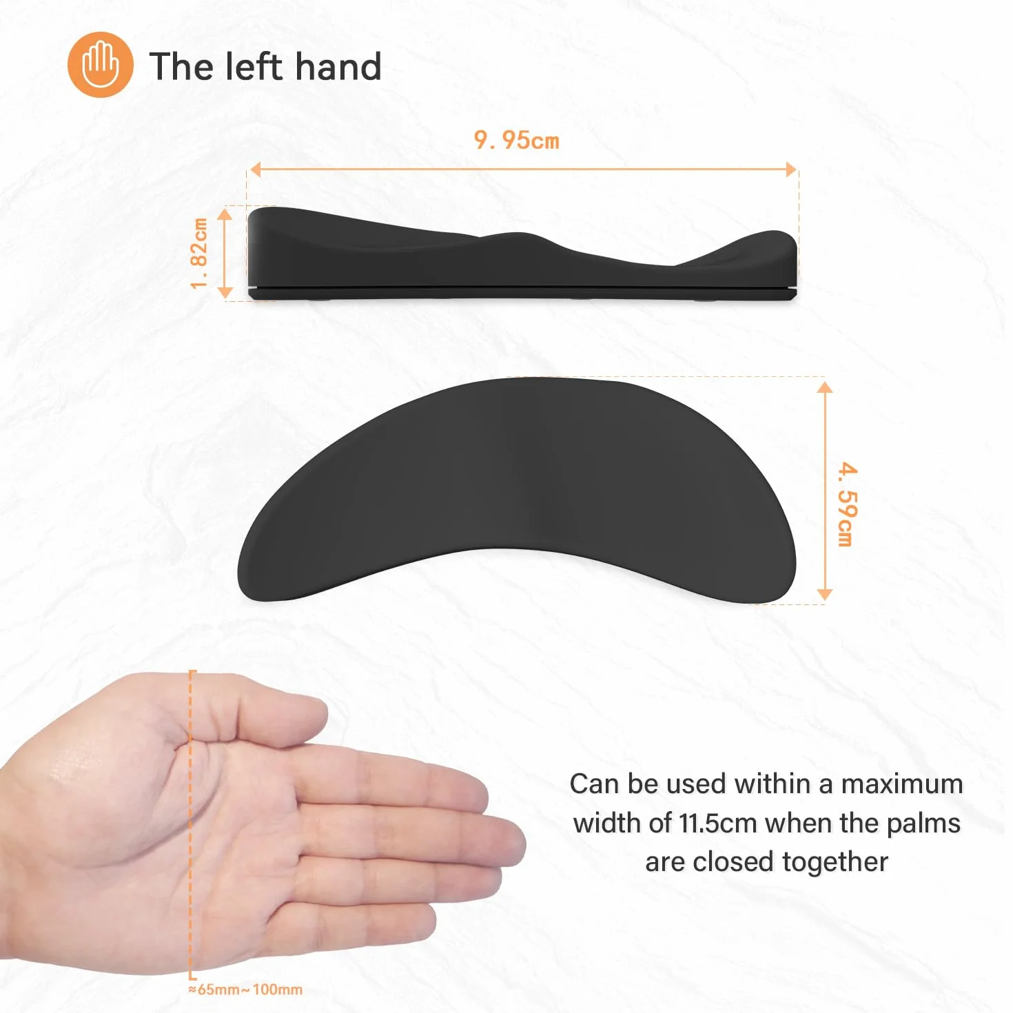 Attack Shark Poggiapolsi per Mouse in Silicone Morbido, Supporto Ergonomico per Polso, Mano Sinistra Nero