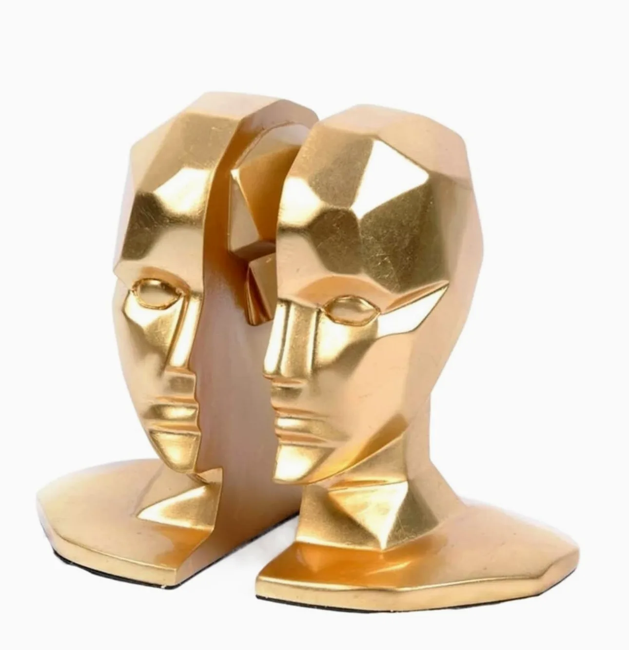 Reggi Libri, Fermalibri Reggilibri A Testa Umana Astratta In Resina Per Impieghi Gravosi Portalibri Per Scaffali Moderni Ufficio Casa Scrivania(Gold)