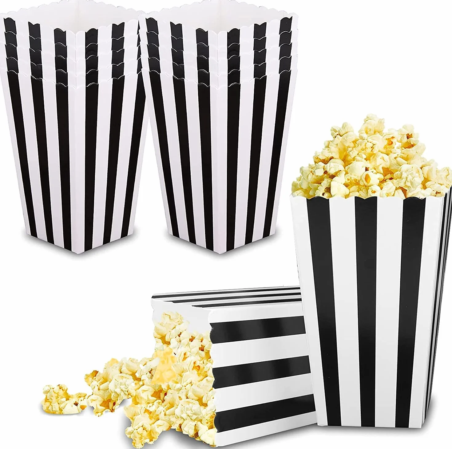 Scatole di Popcorn 18PCS Contenitori Nero per Spuntini, Dolci e Regali