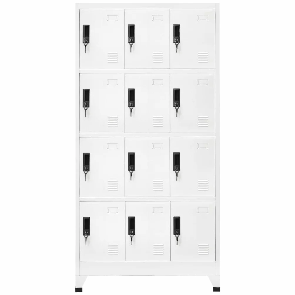 vidaXL Armadietto con Serratura Bianco 90x45x180 cm in Acciaio