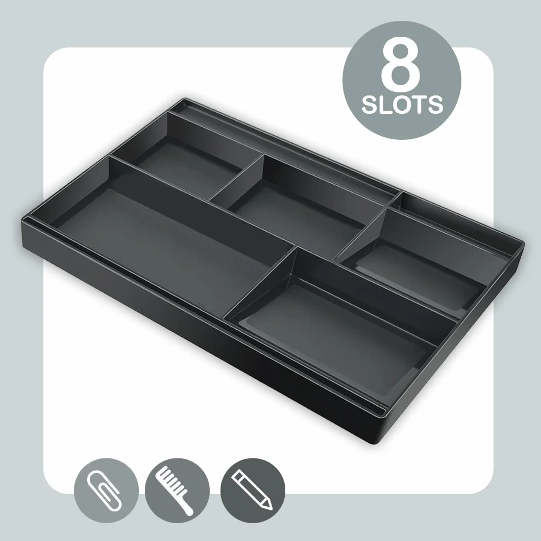 Acrimet Vassoio Organizzatore 8 Scomparti Plastica 32,4x20,3x2,7 cm Nero