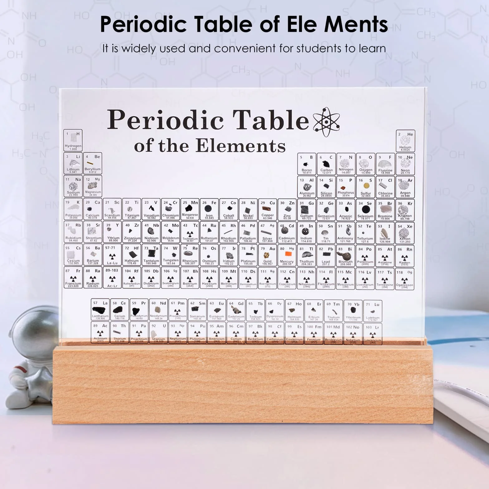 Tavola Periodica degli Elementi Chimici con Luce A LED, Tavola Periodica in Acrilico con Elementi Reali, Tavola Periodica con 83 Elementi, Display di Elementi Chimici, Sussidi Didattici, Regali