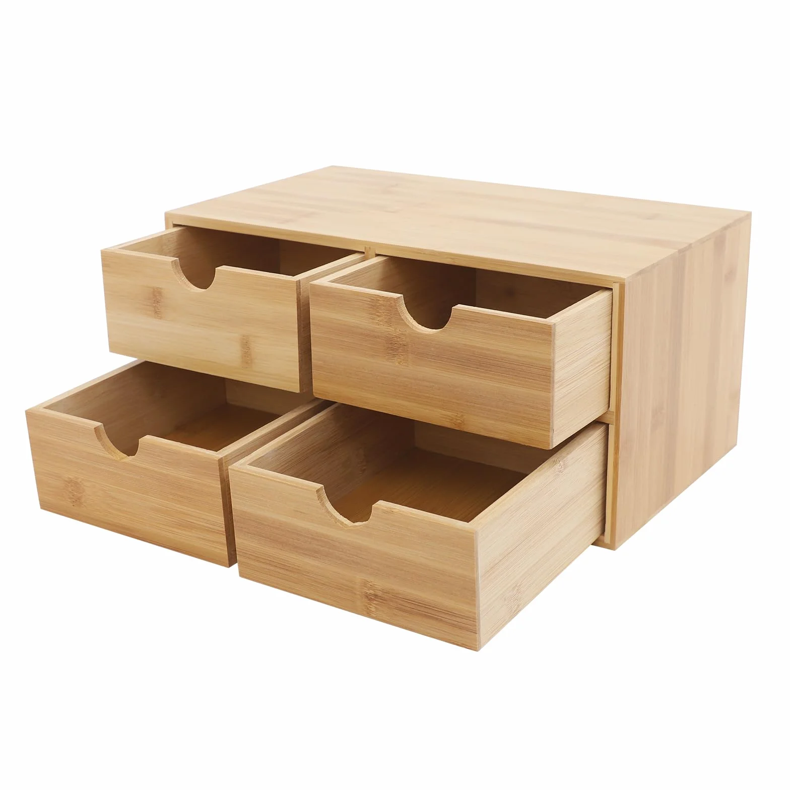 Organizzatore da scrivania in bambù, 4 cassetti, per utensili da ufficio, collezioni cosmetiche e necessità quotidiane, 33 x 19 x 16 cm