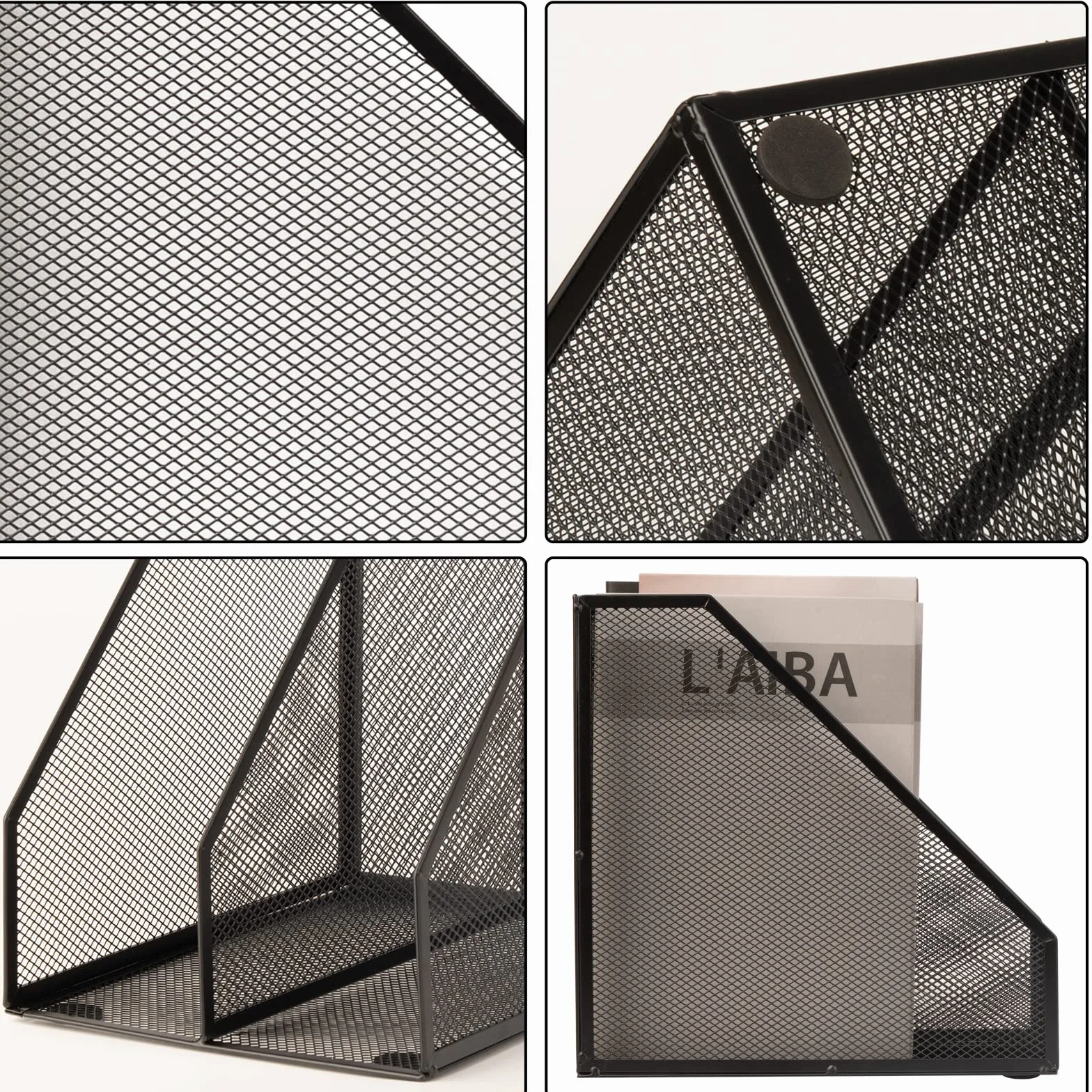Portariviste in filo metallico, porta documenti in rete per scrivania, accessori da scrivania per ufficio, scatola decorativa per documenti, nero, confezione da 2