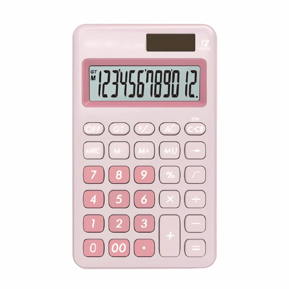 calcolatrice, Calcolatrice portatile a 12 cifre alimentata ad energia solare for studenti e uso aziendale - Display elettronico a doppia alimentazione