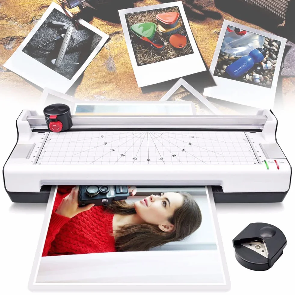 Macchina per la laminazione di foto per plastificatrice A4, set 6 in 1 di macchine per laminazione termica e a freddo con tagliacarte, arrotondatrice per angoli per ufficio scolastico domestico