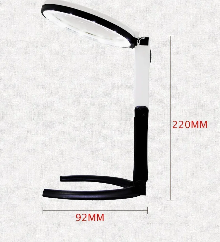 Lenti d'Ingrandimento HD Pieghevoli da Tavolo, Lente d'Ingrandimento 10x con Luce, Lente d'Ingrandimento Portatile 5X per la Lettura, Accessorio per la Lettura.,