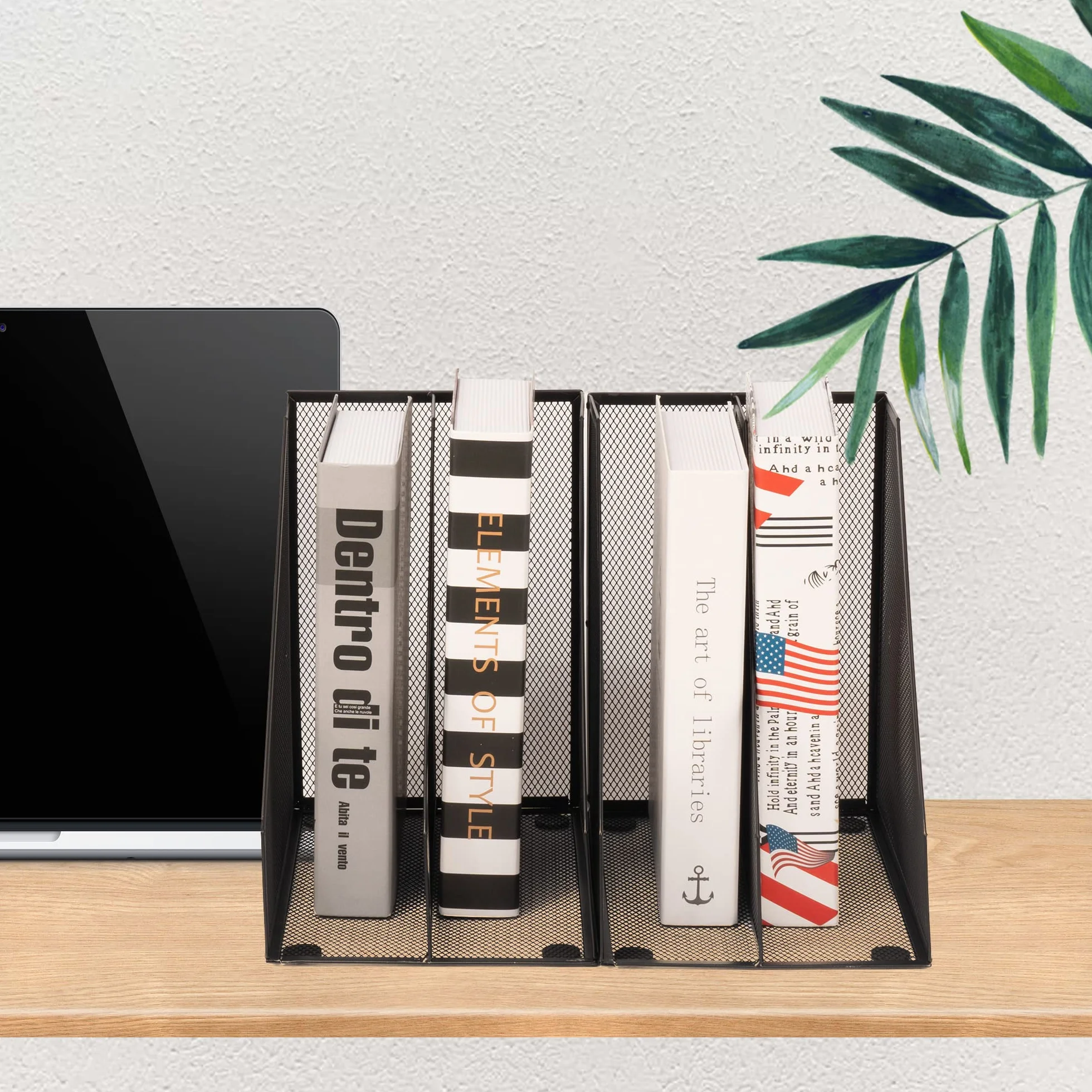 Portariviste in filo metallico, porta documenti in rete per scrivania, accessori da scrivania per ufficio, scatola decorativa per documenti, nero, confezione da 2