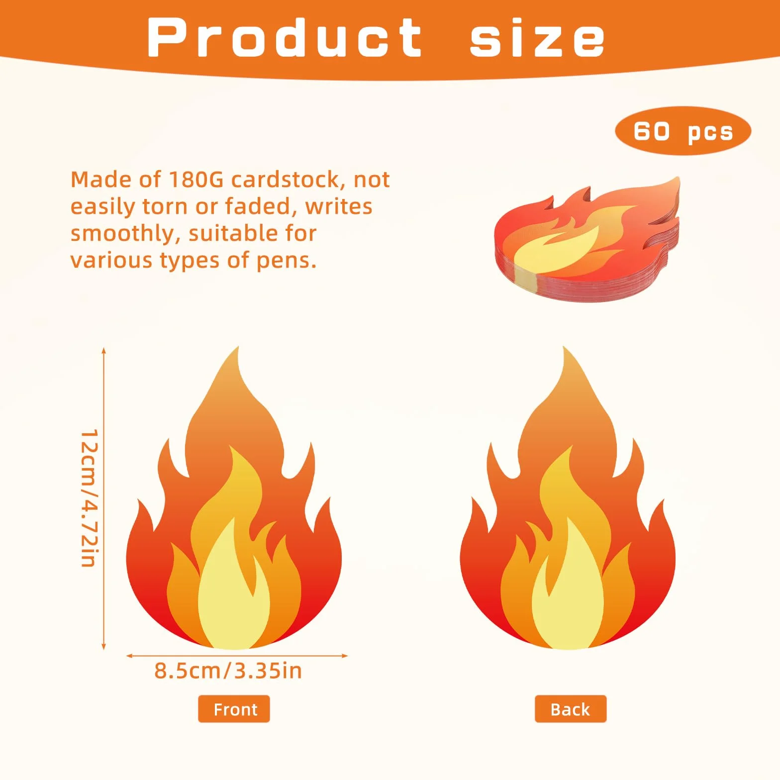 60pz Decorazioni Fiamme 12x8,5cm Carta Doppio Lato Sagome Fuoco per Bacheca Pompiere Tema Camion Decorazione Aule Artigianato