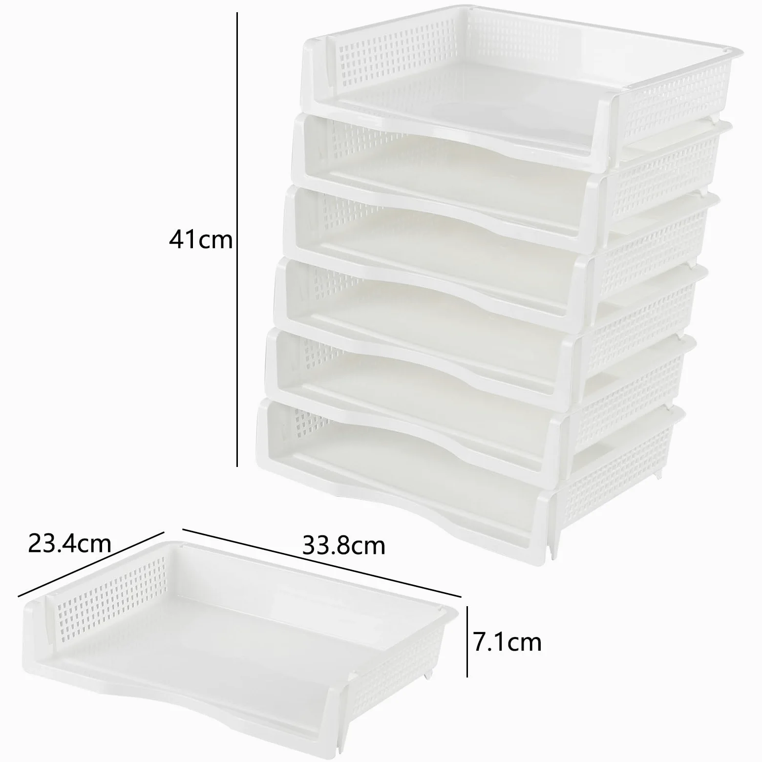 Vassoi da ufficio in plastica a 6 ripiani, impilabili, formato A4, per scrivania, colore: bianco