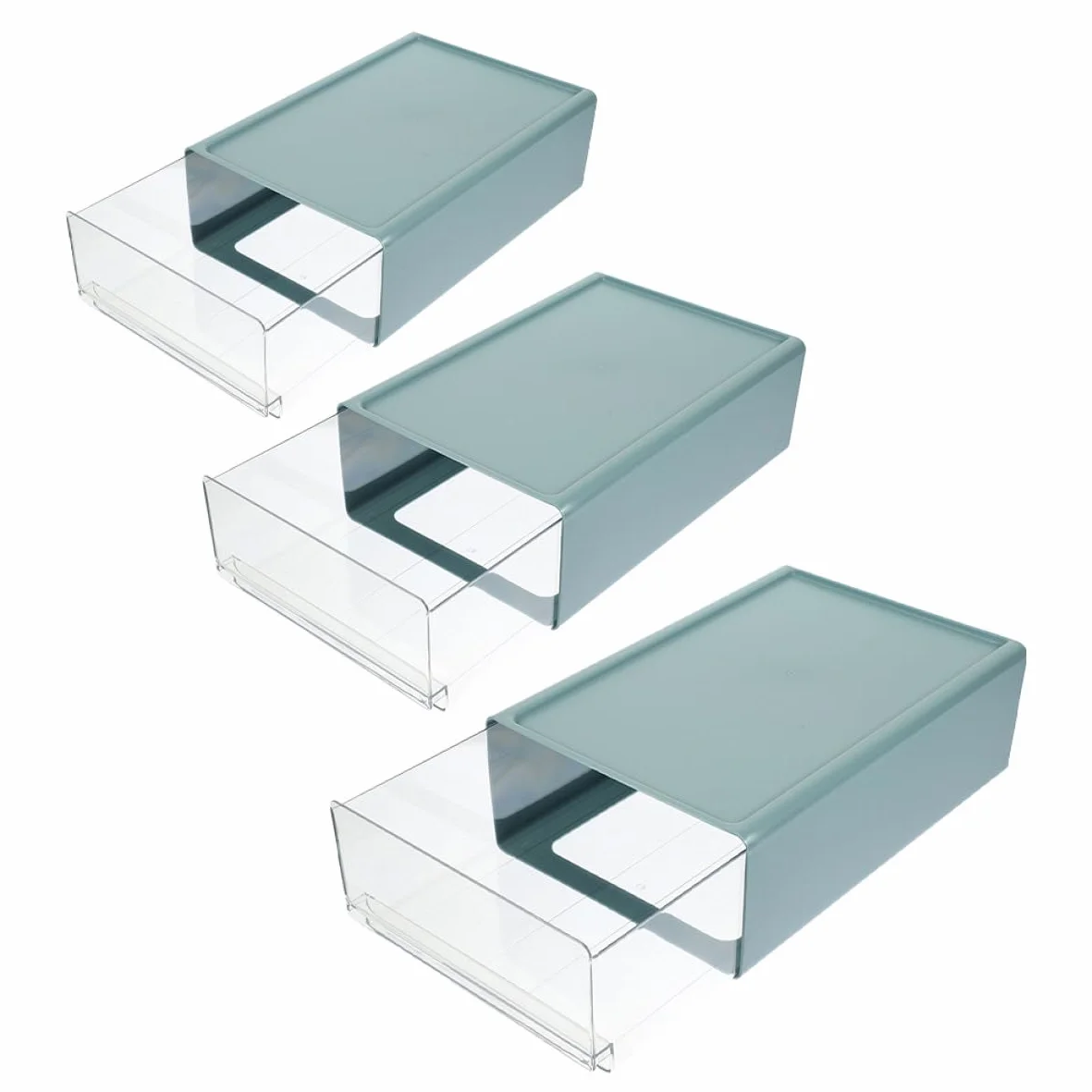 SHINEOFI Organizer da Scrivania a Cassetti 3 Pezzi Blu Hips Pet | Moduli Scomparti Regolabili, Struttura Robusta, per Vanity e Ottimizzazione dello Spazio