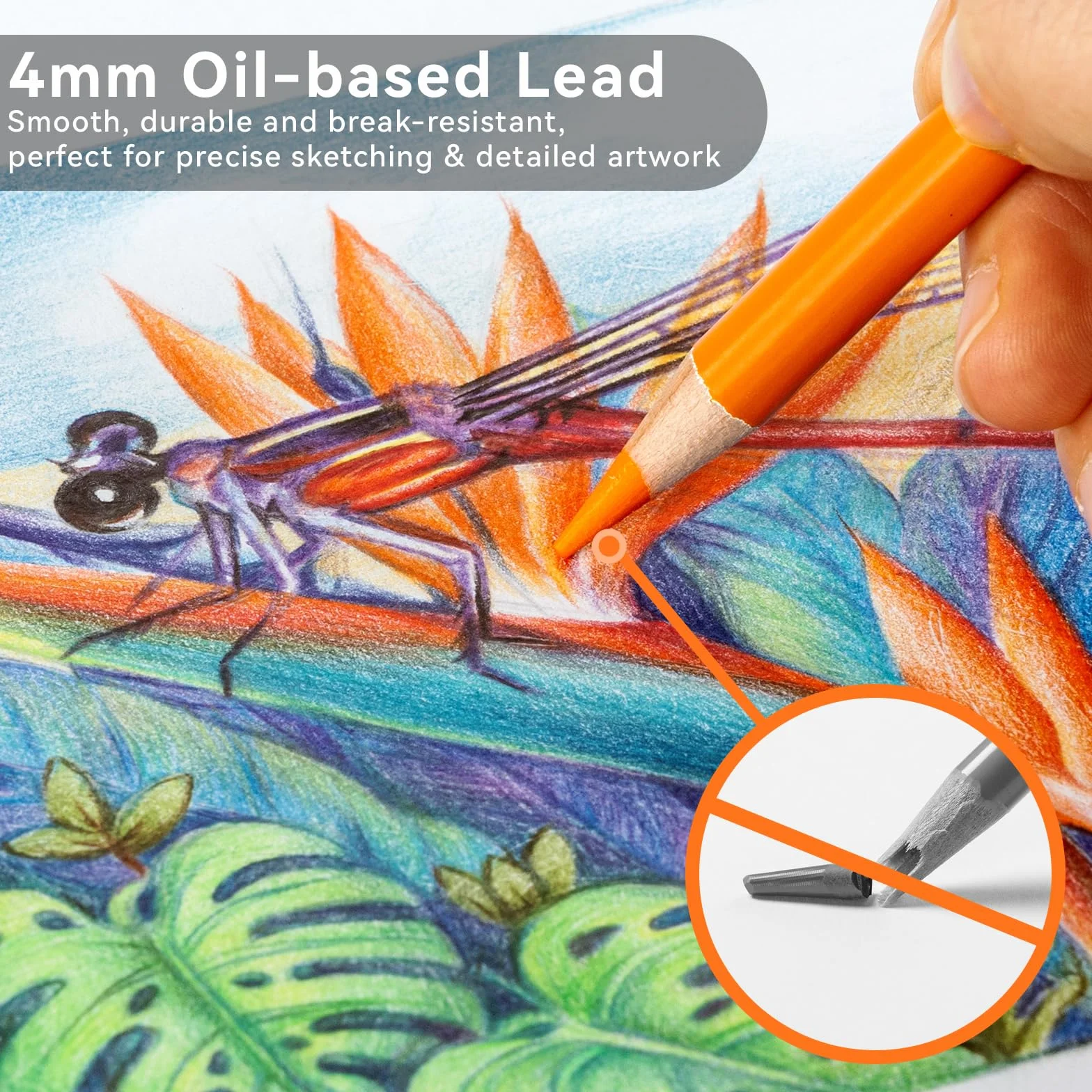 Ohuhu Matite colorate, 72 colori a matita sfumabili ad alta pigmentazione con anima morbida e spessa da 4 mm a base di olio per artisti professionisti che disegnano e fanno schizzi - Halawa Series