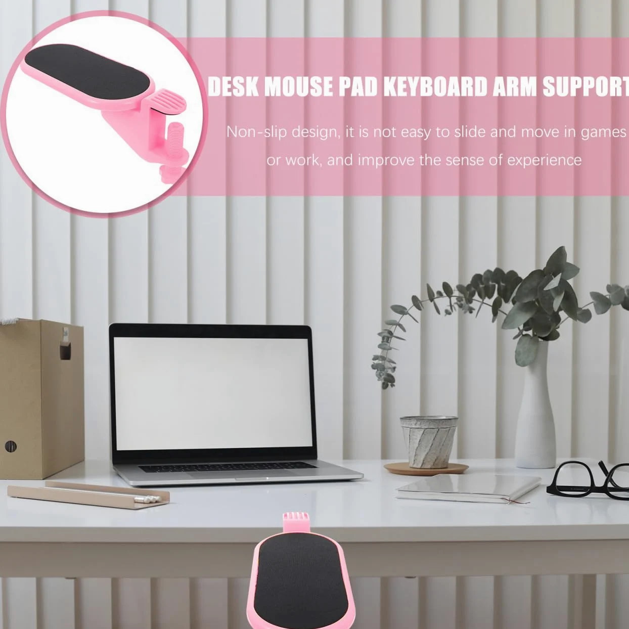 Supporto per Polso Tastiera Ergonomico in Eva Rosa Antiscivolo | 1 Pezzo, Riduce la Fatica della Mano, per Caffè e Locali, Uso su Tavolo Comfort
