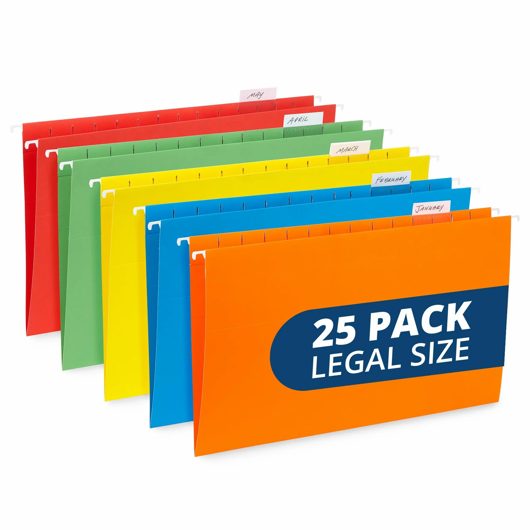 Blue Summit Supplies forniture cartella sospesa, 25 cartelle rinforzato da appendere, progettato per casa e ufficio colore codificato organizzazione file, Legal size, colori assortiti, 25 pezzi