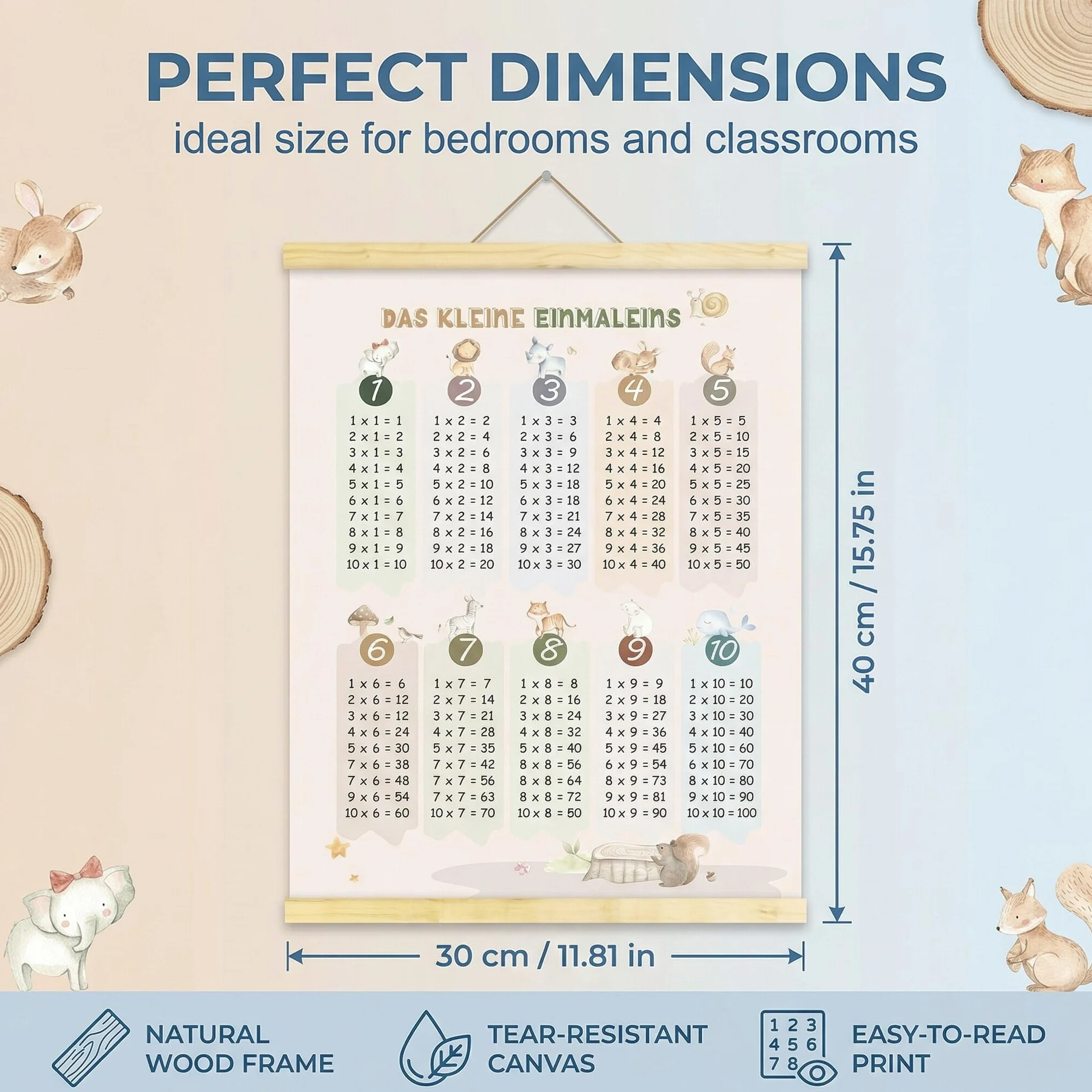 Poster Tabelline per Bambini Gioco Calcolo Matematico Scuola Elementare