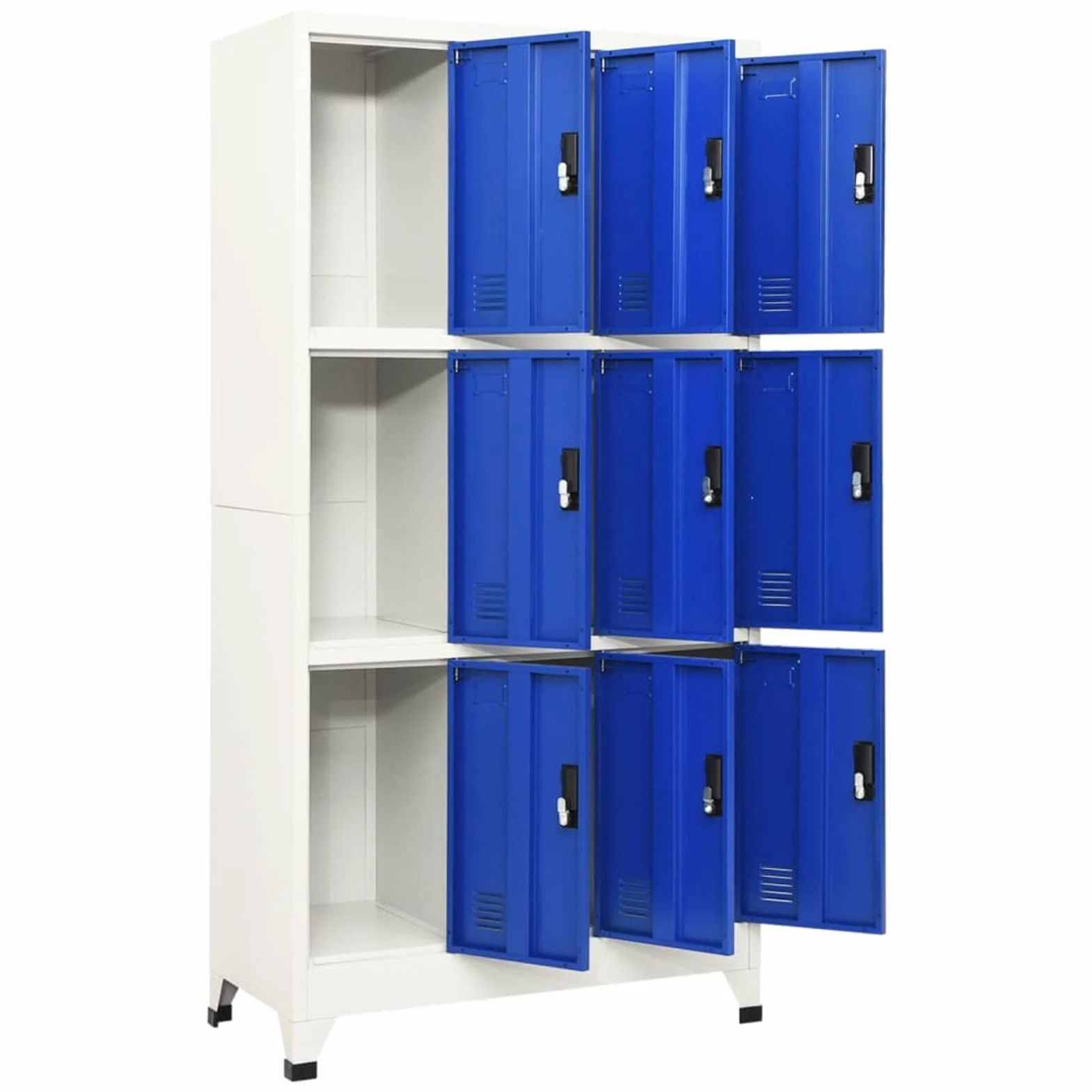 Armadietto con Serratura Grigio e Blu 90x45x180 cm in Acciaio