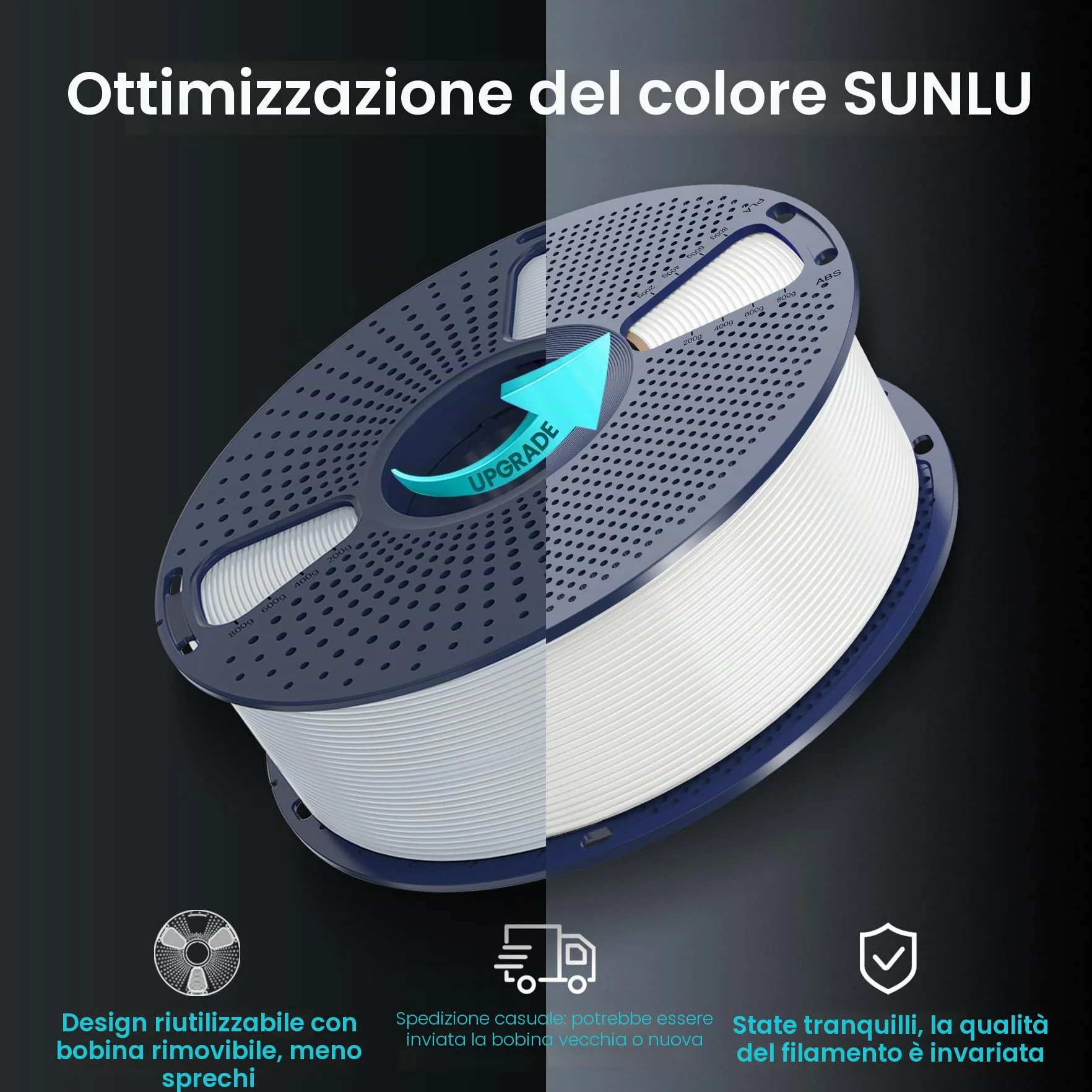 SUNLU PLA+ Filamento 1,75mm 1KG Bianco per Stampante 3D FDM Alta Resistenza