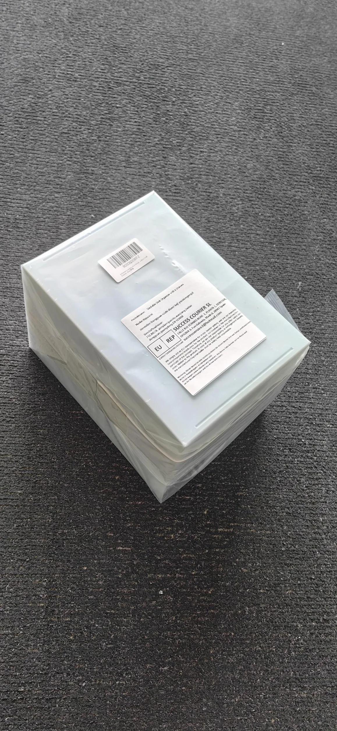 Organizer per cassetti da tavolo con 6 cassetti, capienza organizer per trucchi, impilabile, robusto cassetto in plastica per sistemazione e cosmetici, Penne, Mails, Trucco, Lettere per ufficio (Blu)