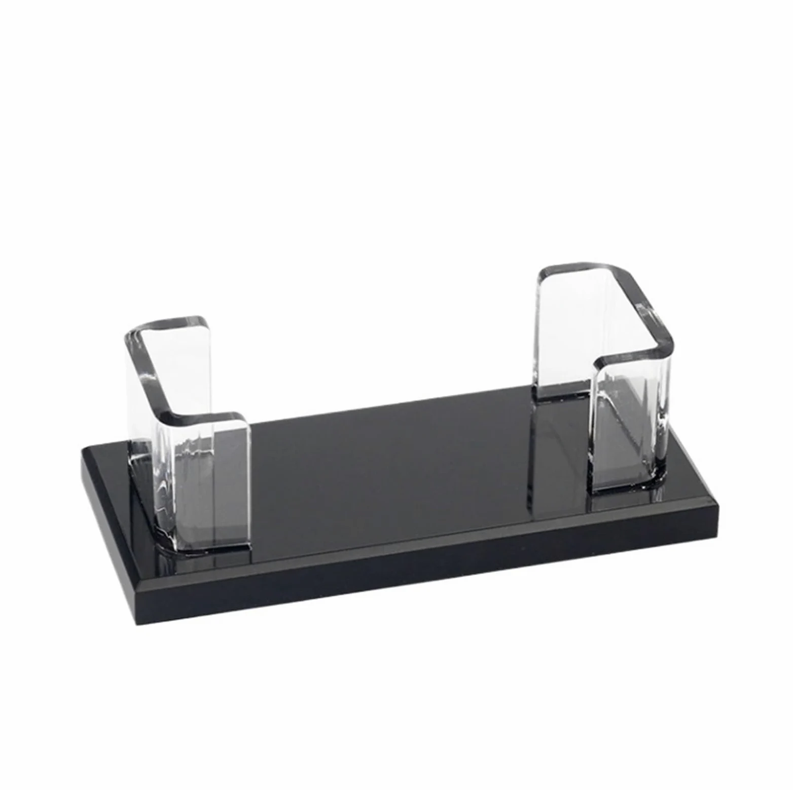 Porta Biglietti da Visita Trasparente da Tavolo per Esposizione in Ufficio e in casa, Facile Accesso, Porta Biglietti da Visita Professionale (Nero 11,5x4,8x3 cm)