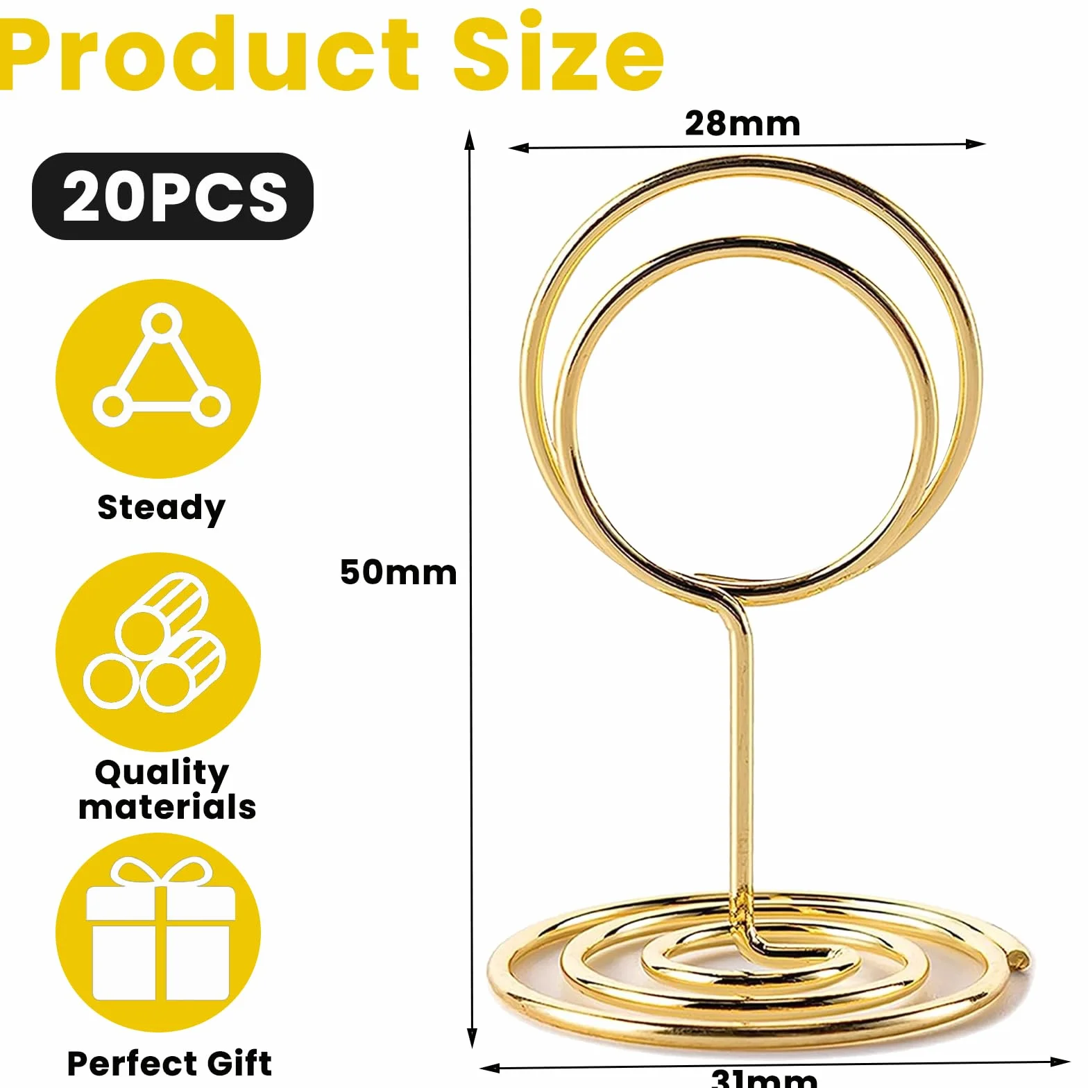 Supporto Segnaposto Tavolo Oro 24 Pezzi, Porta Memo Clip per Matrimoni Carte Biglietti da Visita