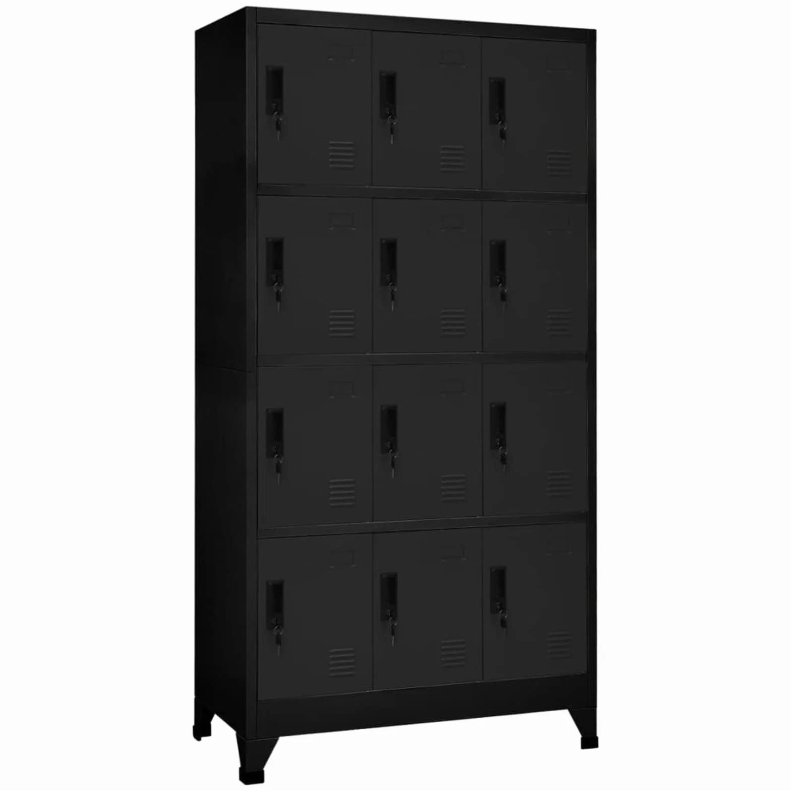 Tidyard Armadio,Armadietto,Schedario,per Uffficio,Spogliatoio,con 12 Scomparti,in Acciaio,Nero,90x45x180 cm,Armadio Armadietto Spogliatoio Sporco Pulito,Armadietto Metallo,Armadio in Metallo Acciaio