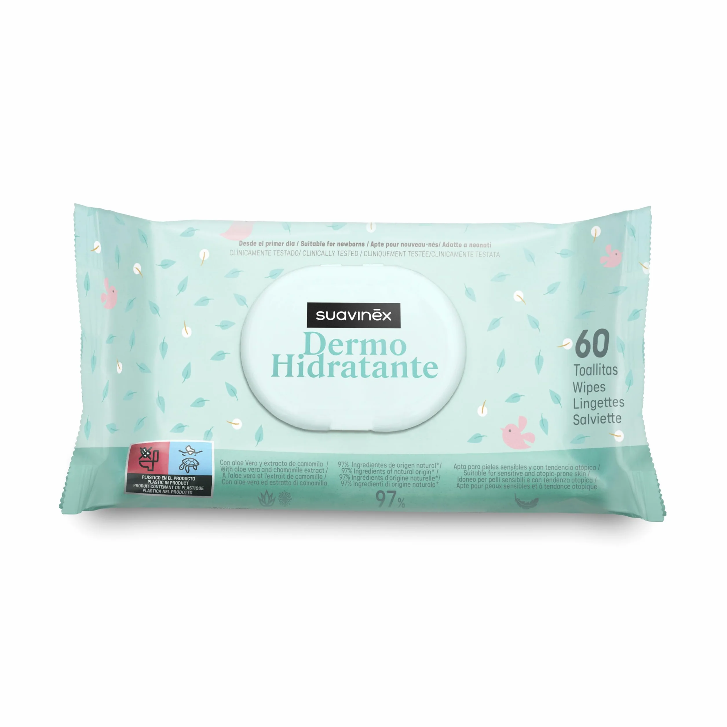 Suavinex Salviette Umidificate Idratanti Neonato 60 Pz con Aloe e Camomilla