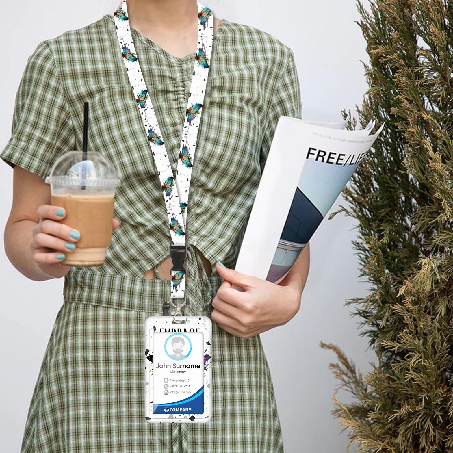 Porta Badge de Collo con Cordino, Portabadge in Plastica, ID Badge Lanyard Card Holder, Clip Retrattile