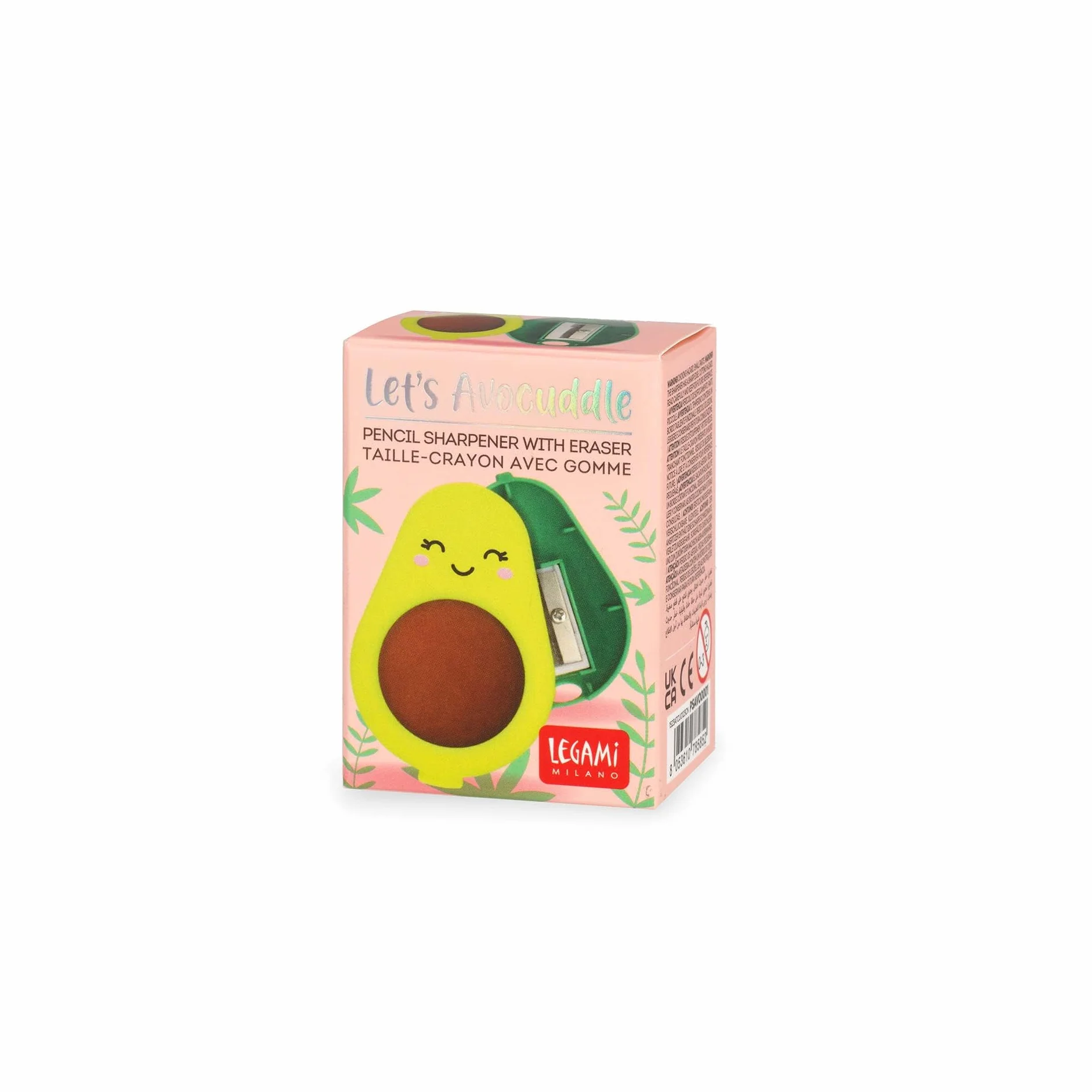 Legami Temperino con Gomma, Contenitore svuotabile, 4x5,7 cm, Tema Avocado