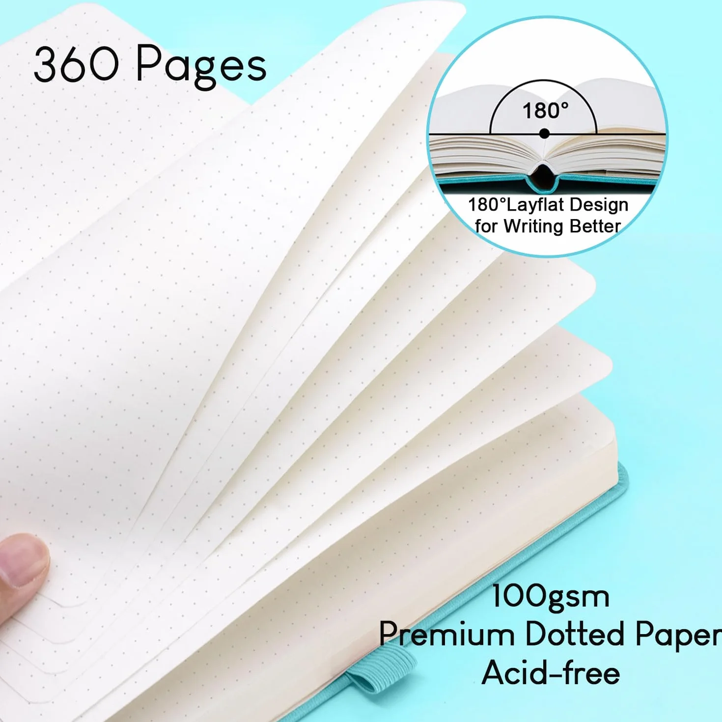 Taccuino Puntinato A5 Bullet Dotted Journal 360 pagine Carta 100gsm Copertina Rigida