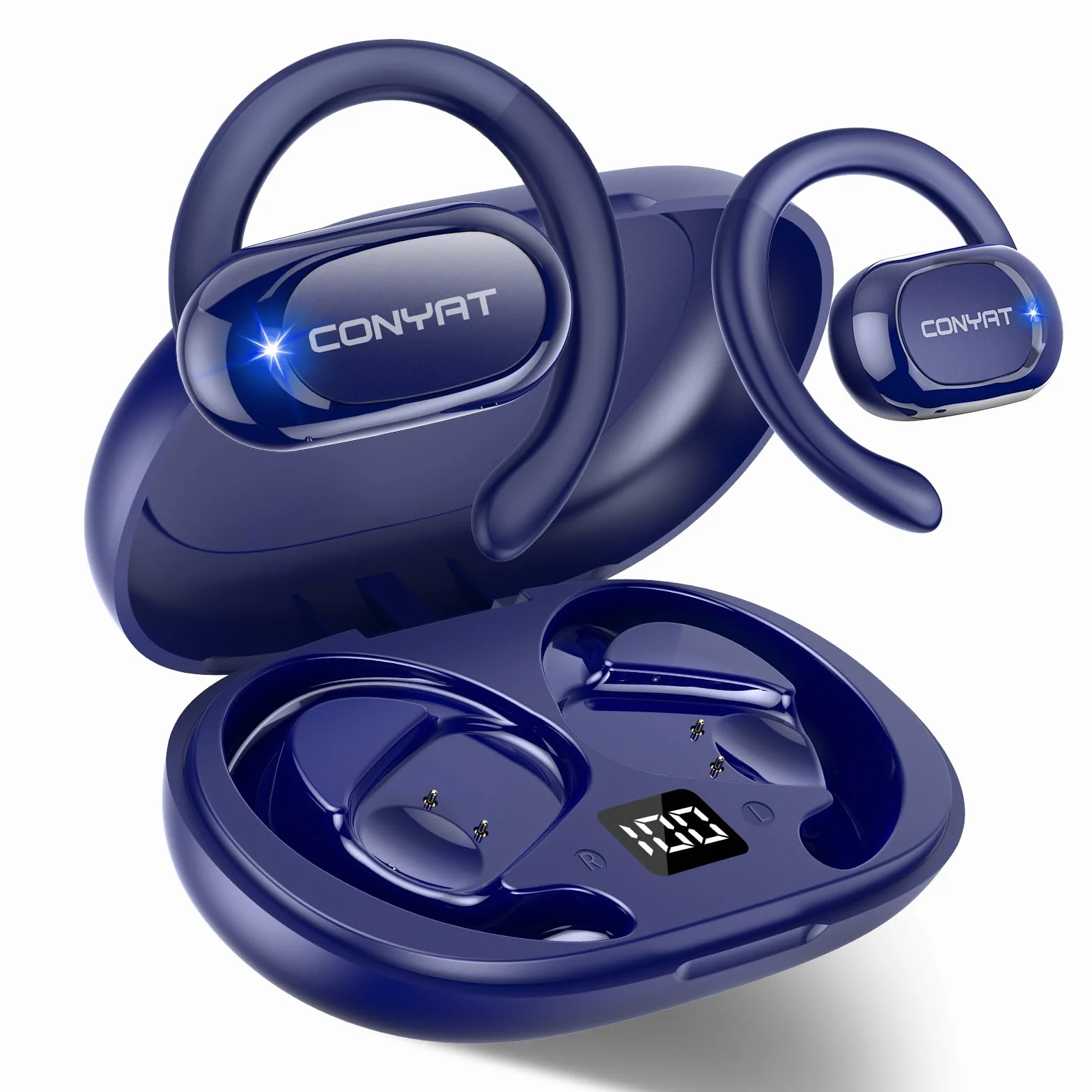 Bluetooth 5.4 Auricolari traduttori in Tempo reale con 164 Lingue, 58Ore Open-Ear Cuffie Traduttore Simultaneo Vocale con 7 Modalità, Blu