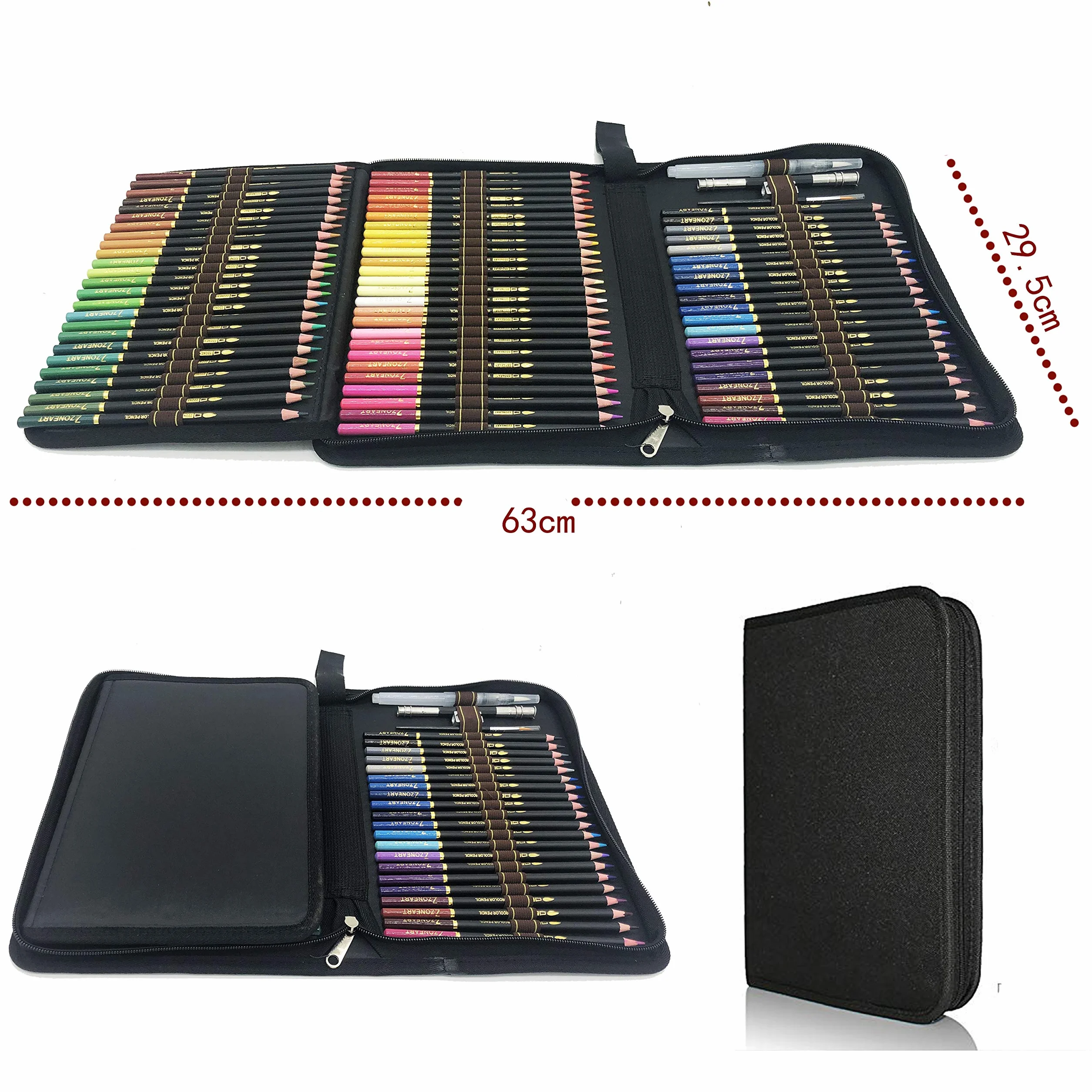 Set da 72 Matite Colorate Acquerellabili da Disegno, Astuccio con Zip