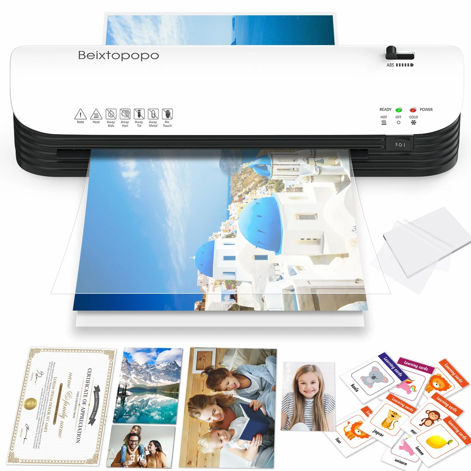 Laminatore termico, 22,9 x 28,5 cm, con 12 fogli di laminazione, A4/A5/A6, macchina personale per laminazione a caldo e freddo, per casa, scuola, insegnanti, ufficio, anti-inceppamento