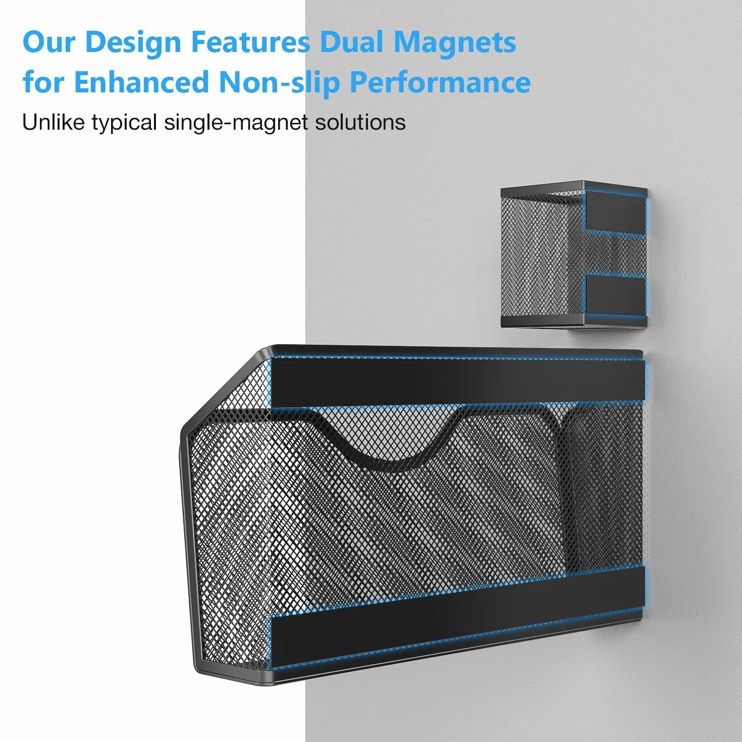 JANE EYRE Portadocumenti magnetico – 2 organizer da appendere, per riviste, documenti, carta, con 2 portapenne, per aule, armadi, ufficio, senza fori, nero
