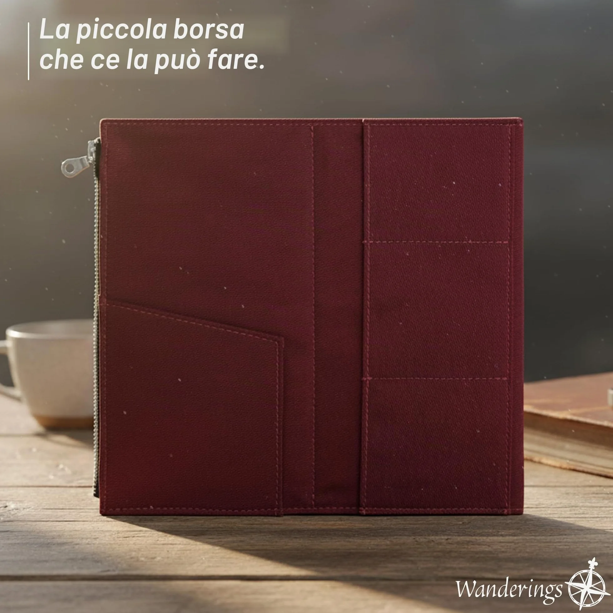 Wanderings Astuccio Con Cerniera E Tasche Per Carte 21x11 cm Tessuto In Cotone 100% Resistente