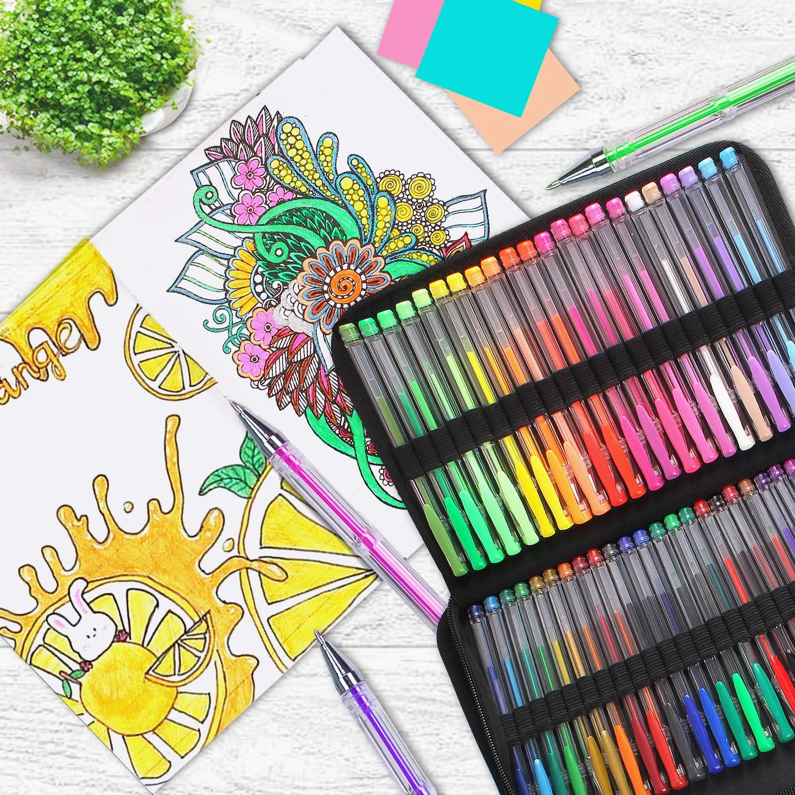 Gunsamg 240 Penne Gel per Adulti Colorate 120 Penne Glitter Colorate con 120 Ricariche Glitter per Bambini Drawing, Artigianato, Colorazione