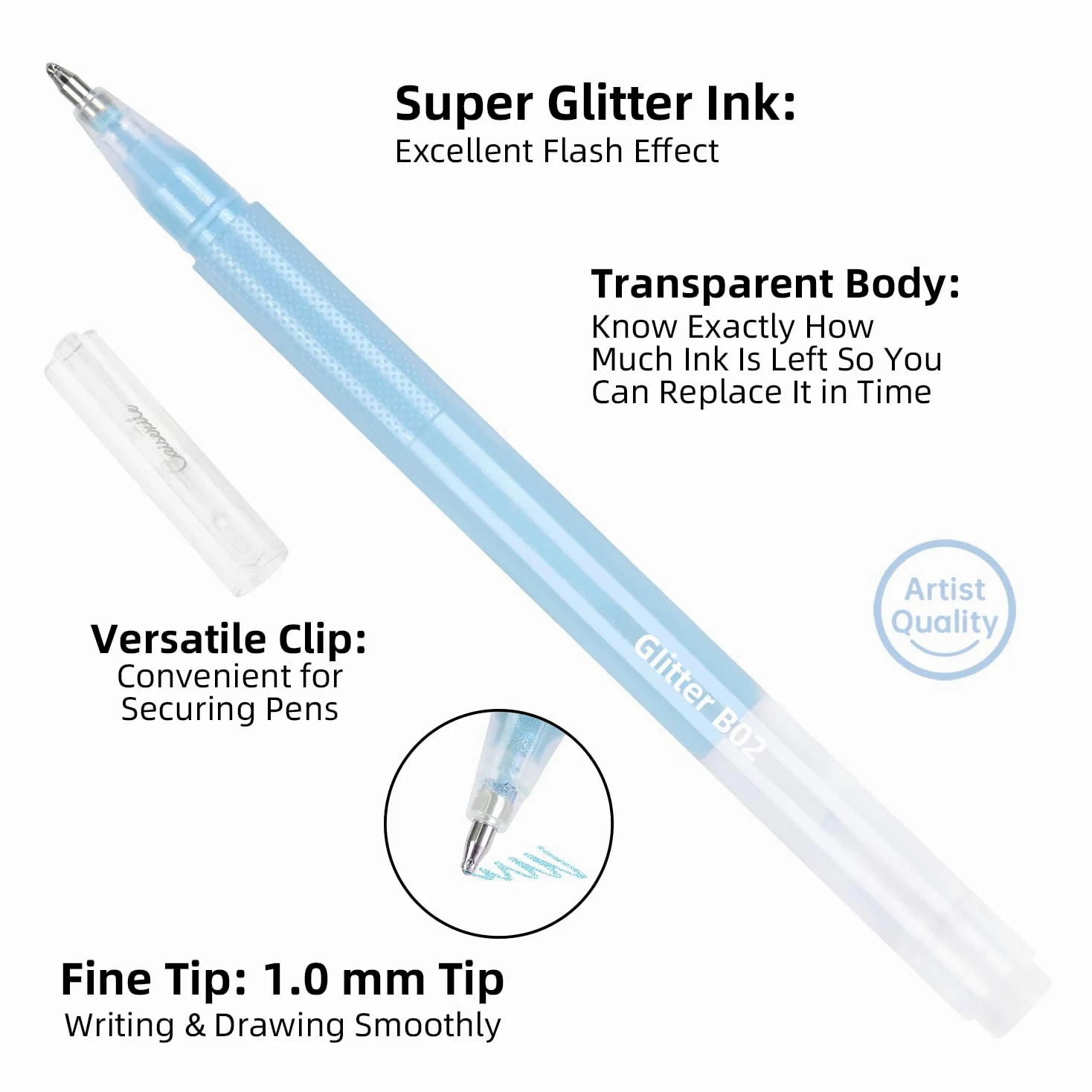 Set di 80 penne gel glitterate, punta fine da 1,0 mm, per carta nera e carta bianca, penne di grande capacità per diari, libri da colorare per adulti, disegnare, prendere appunti