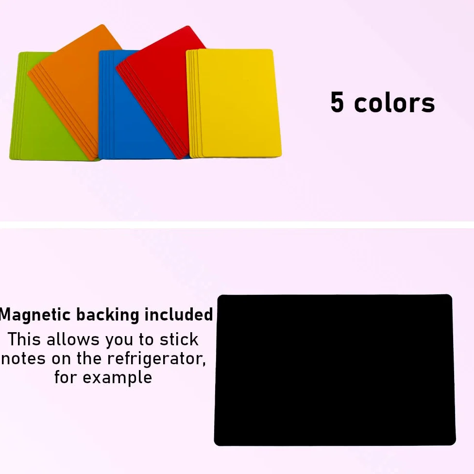 Schede magnetiche cancellabili – 75 pezzi – 15 x 10 cm – 5 colori | Schede magnetiche riutilizzabili per Scrum, Kanban e pianificazione; pennarello cancellabile incluso