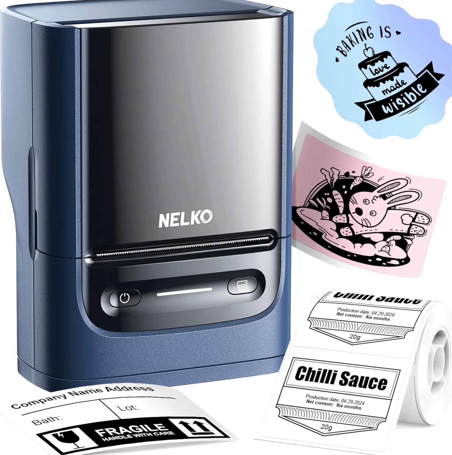 Nelko PM220 etichettatrice con nastro, stampante termica portatile per piccole imprese, indirizzo, logo, abbigliamento, stampante adesiva per telefoni e PC,