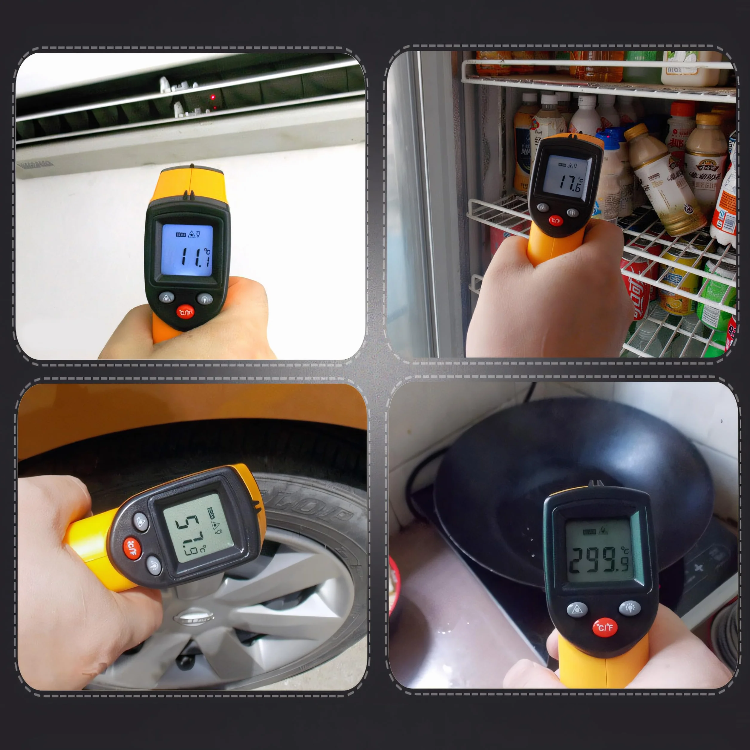 Termometro Infrarossi Digitale Pirometro Pistola Temperatura Laser -50 °C ~ 380 °C LCD