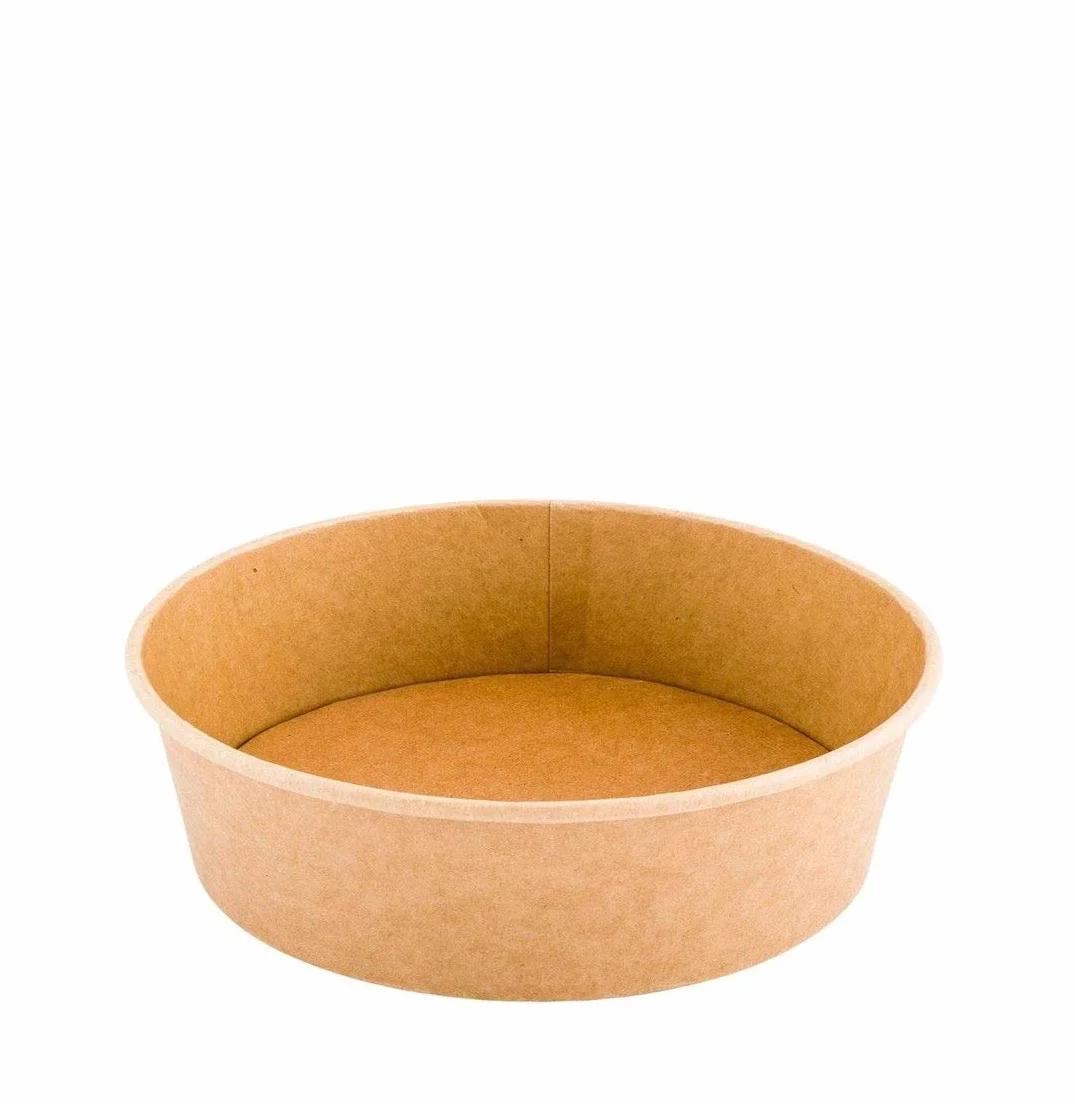 Coppa Insalata Monouso Ecologica Ciotola Rotonda 1300 ml Vaschetta Compostabile Cartone Kraft PLA 50 Pezzi