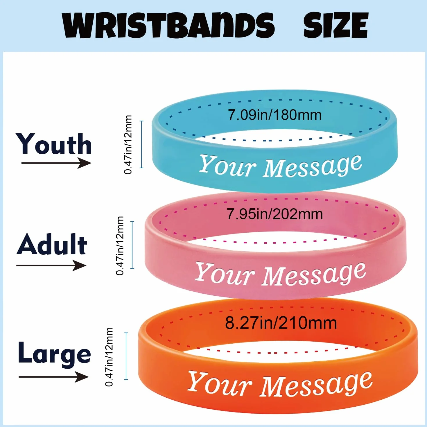 Benmify Braccialetti in silicone personalizzati con testo Braccialetti in gomma personalizzati Bulk personalizzabile per eventi, regali, consapevolezza, feste, supporto, uomini, donne