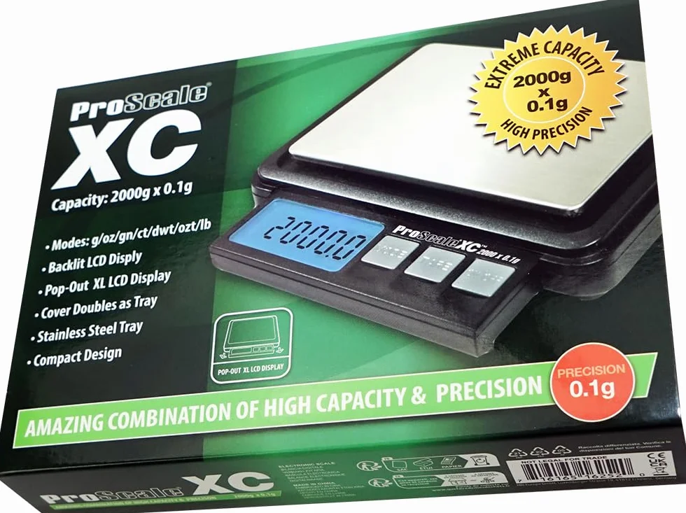 HEADNMORE® Bundle PROSCALE® - Bilancia digitale tascabile XC2000 (2000 x 0,1 g) + portachiavi HEADNMORE®