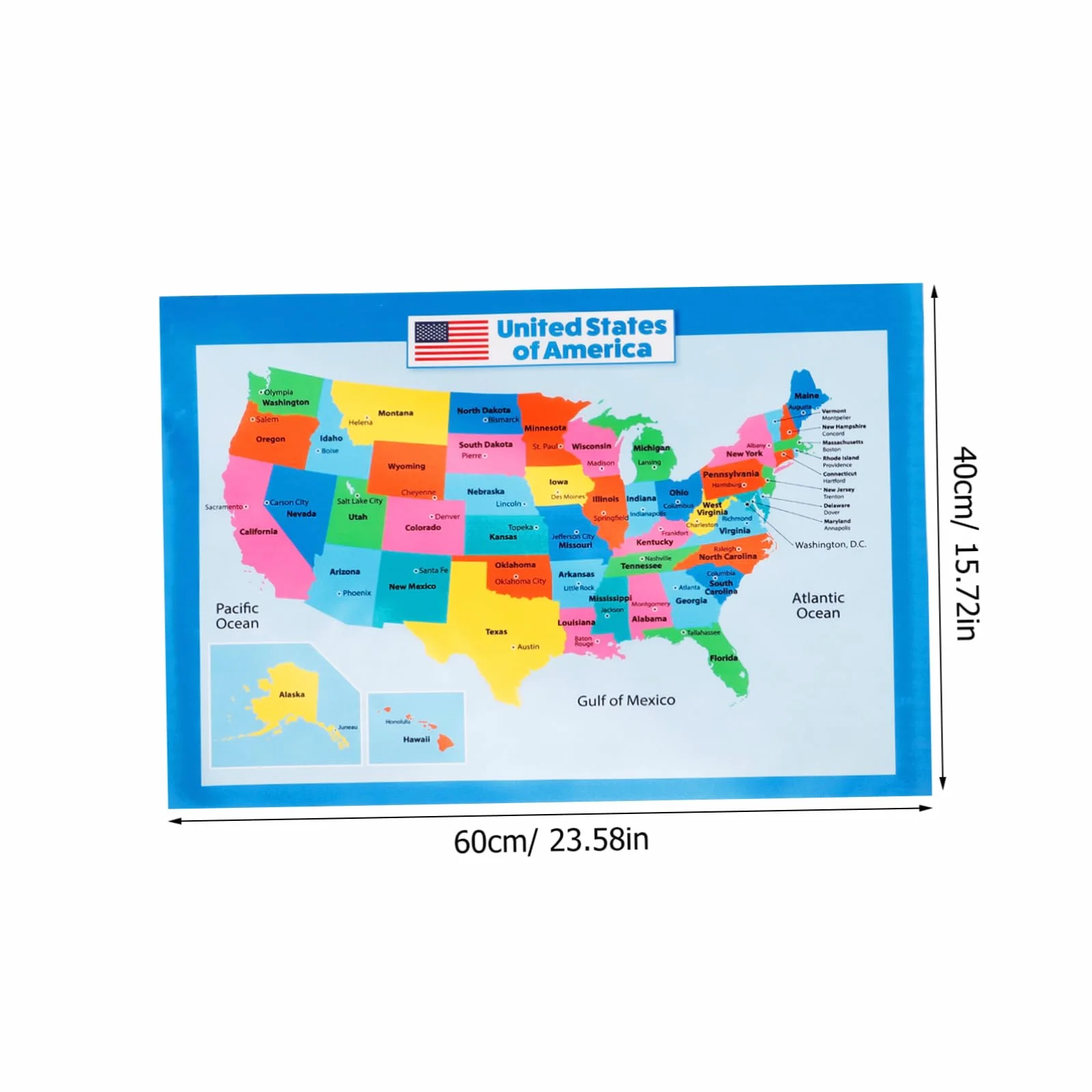Veemoon Poster Educativo Mappa Del Mondo e Stati Uniti 40x60 Cm Set 2 Pezzi