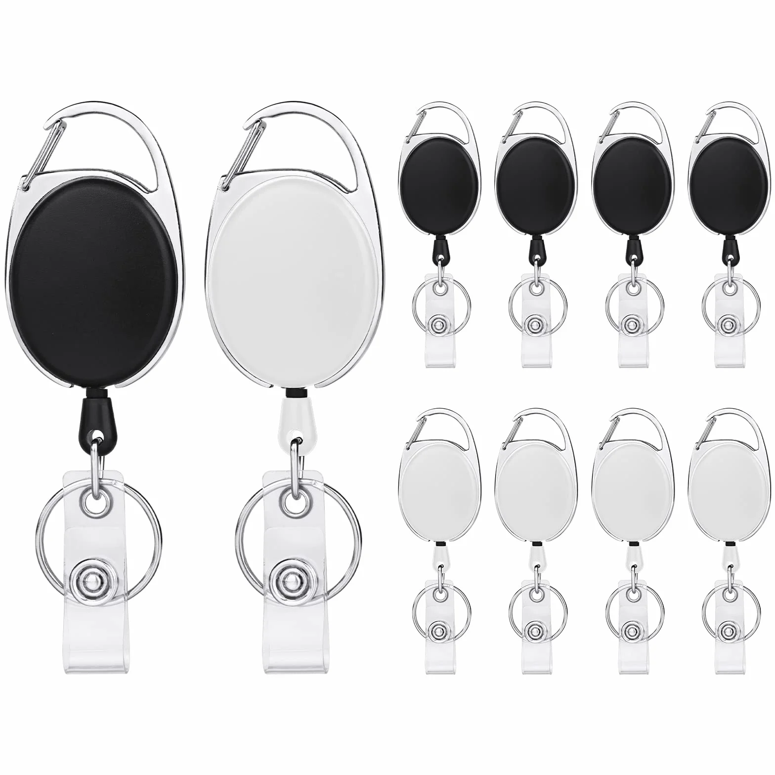 Vicloon Badge Retrattile Clip a Bobina 10Pcs Porta Badge con Portachiavi a Moschettone per Ufficio