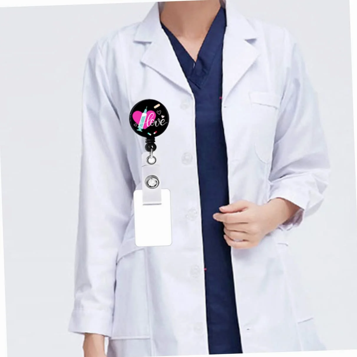 NUOBESTY 5 Set di Porta Badge Medico con Clip Retrattile Porta Badge con per Fiere Facile da Allungare Misura Universale 4 Pezzi * 5