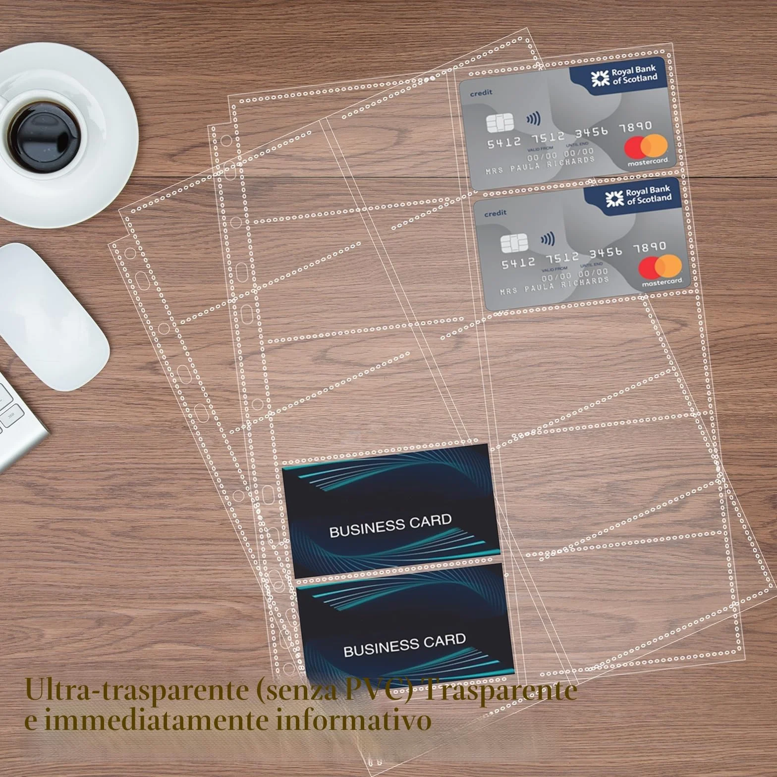 Album Portabiglietti da Visita 600 Carte A4 in Pelle PU, Anelli Caricamento Laterale, Nero | Organizzazione Ufficio