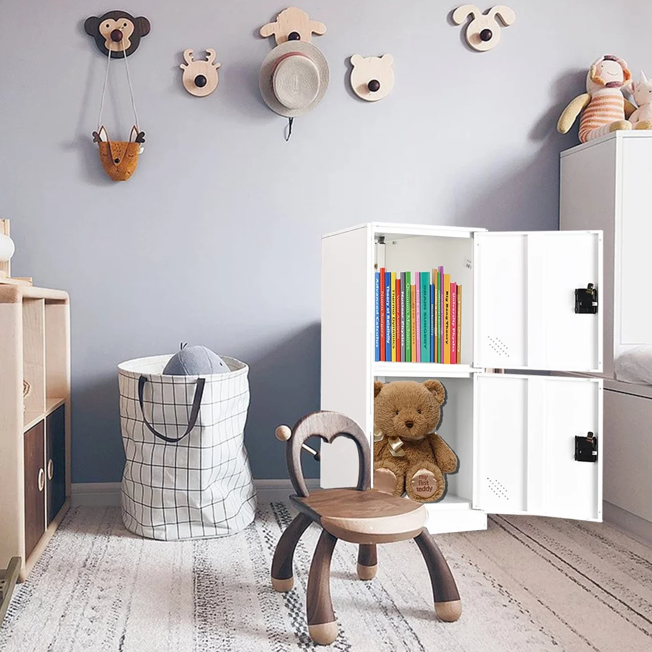 MECOLOR Armadietto verticale singolo con lucchetto a 2 o 3 scomparti per dipendenti, casa, ufficio, scuola, bambini (bianco pieno, P2V)