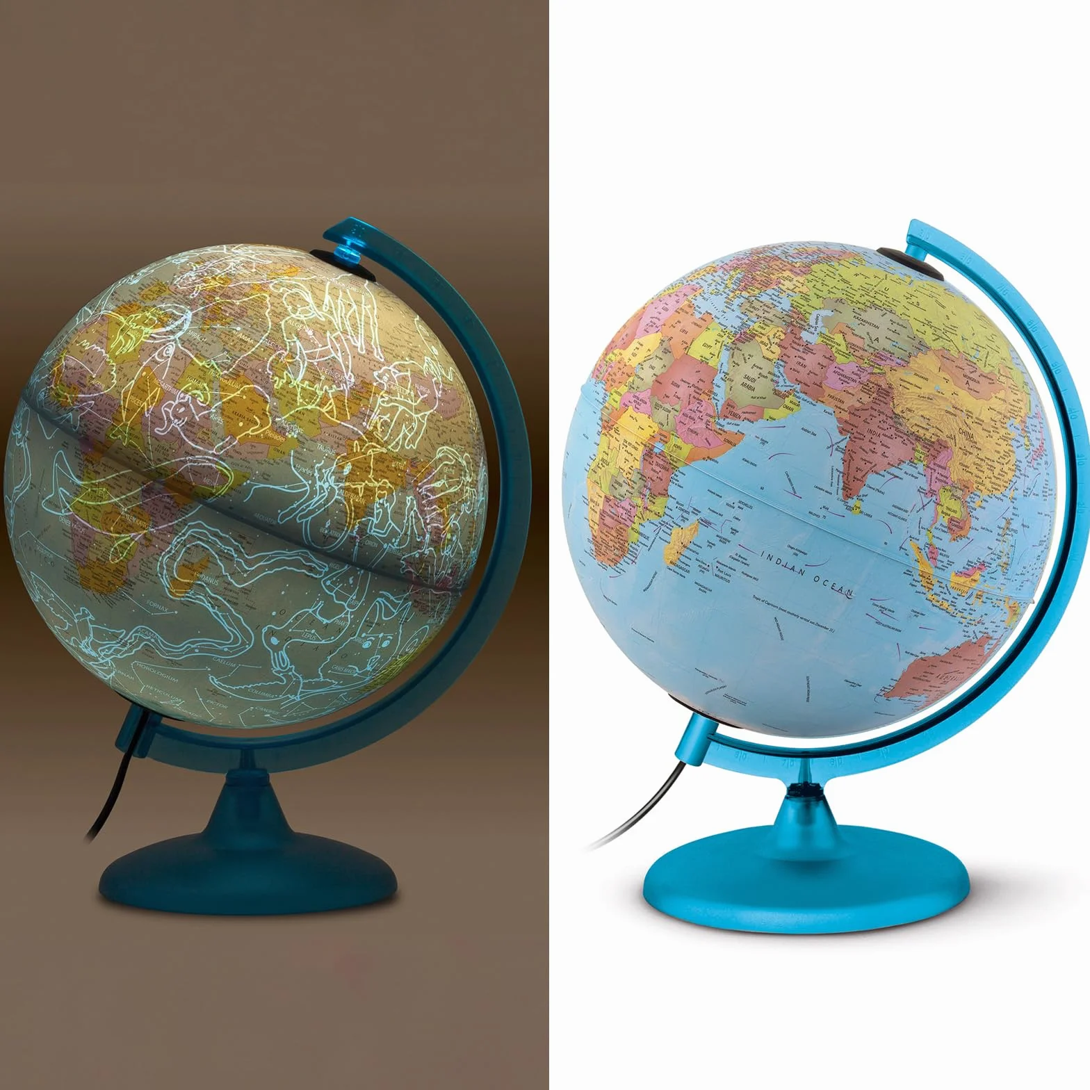 Tecnodidattica Nova Rico - Night And Day, Mappamondo Illuminato, 25 cm, Blu (Blue)