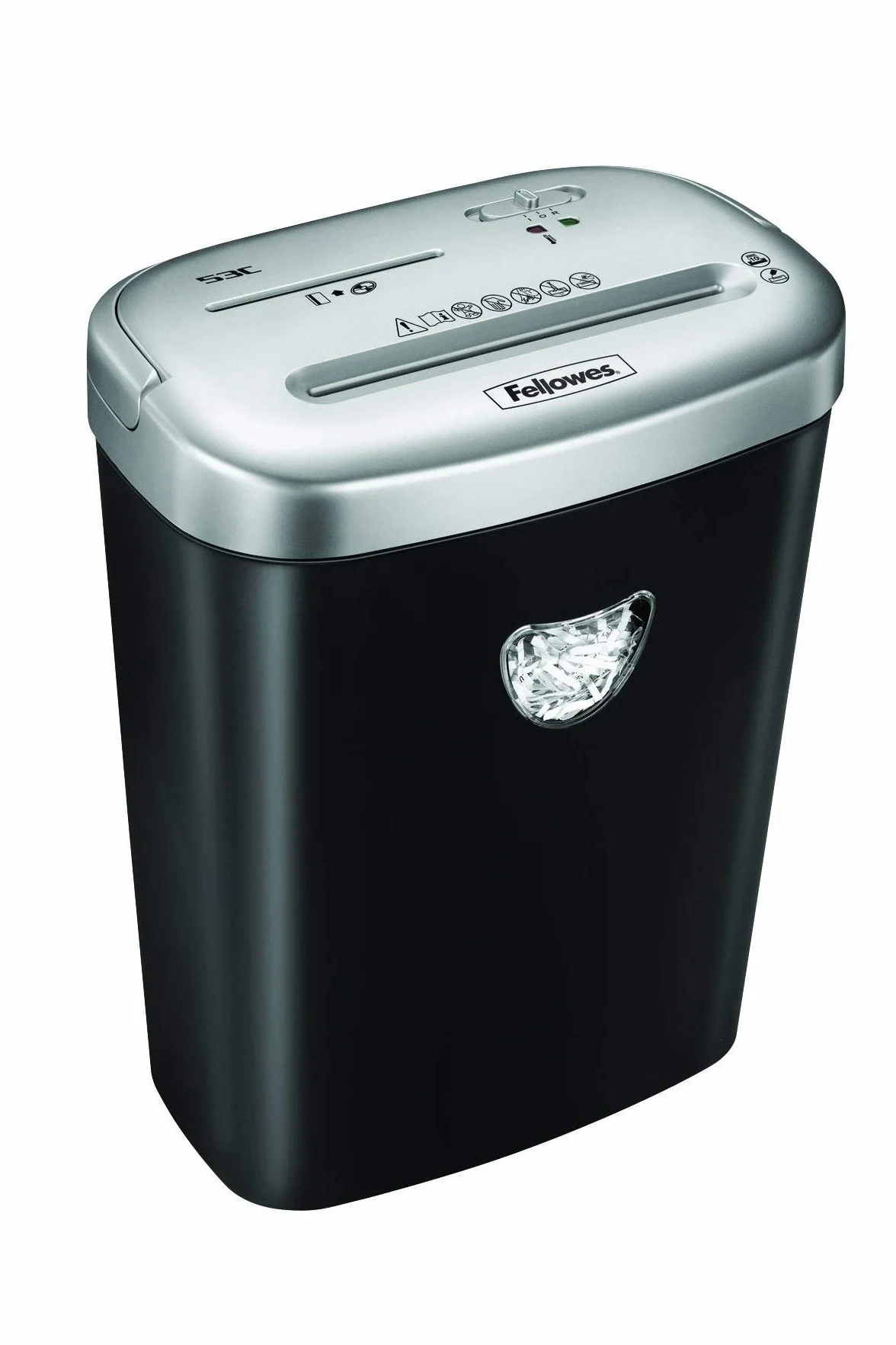Fellowes Distruggi Documenti a Frammento 53C, 10 fogli, per Uso Personale, Cestino da 23 Litri, Colore Nero